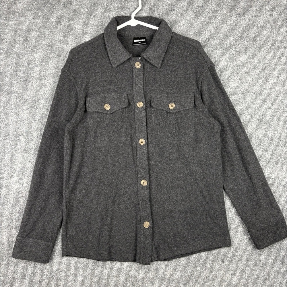 32 Degrees Heat Women's Shacket Small Charcoal Gray Button Up Overshirt Costco